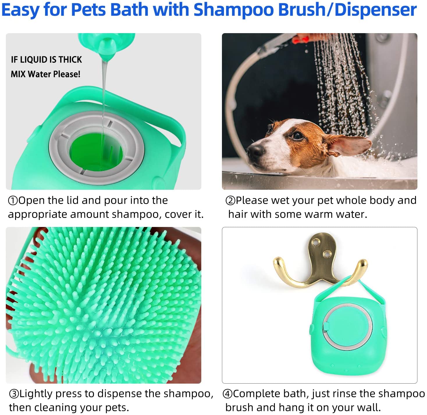 Pet Shampoo Massage Brush for Grooming