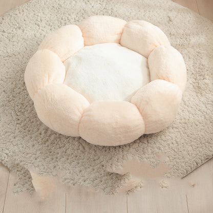 Blumenförmiges Plüsch-Haustierbett mit weicher Decke für Katzen und kleine Hunde
