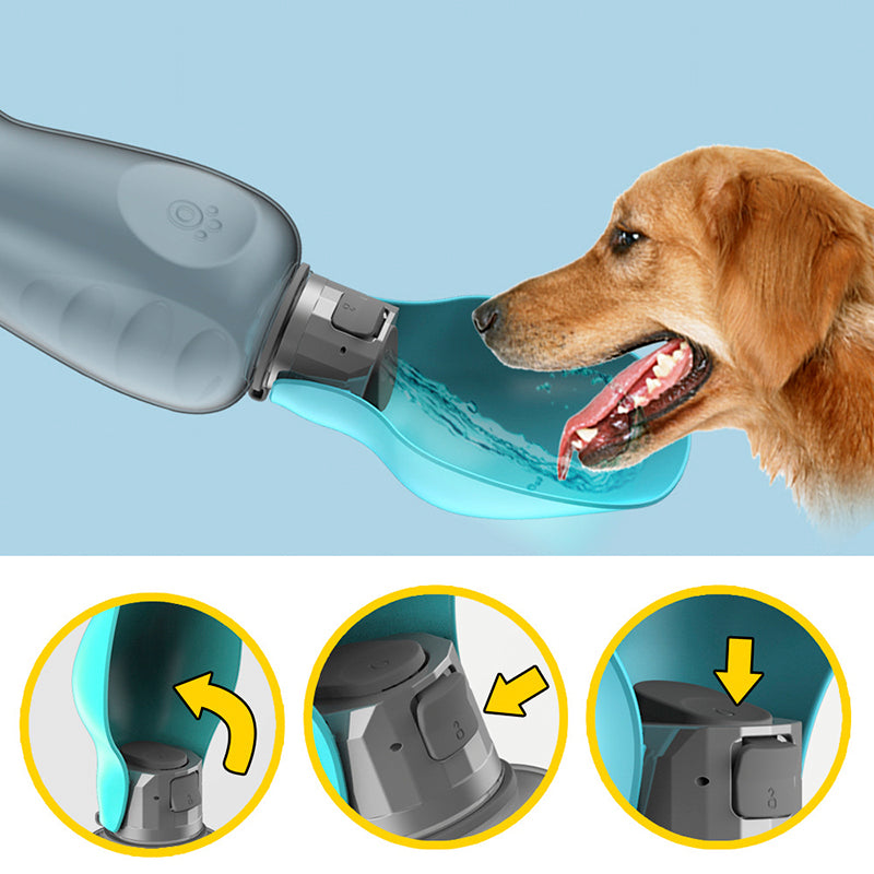 Portable Dog Water Bottle with Built-in Bowl
