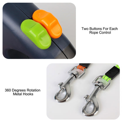 Retractable Double Dog Leash with LED Light