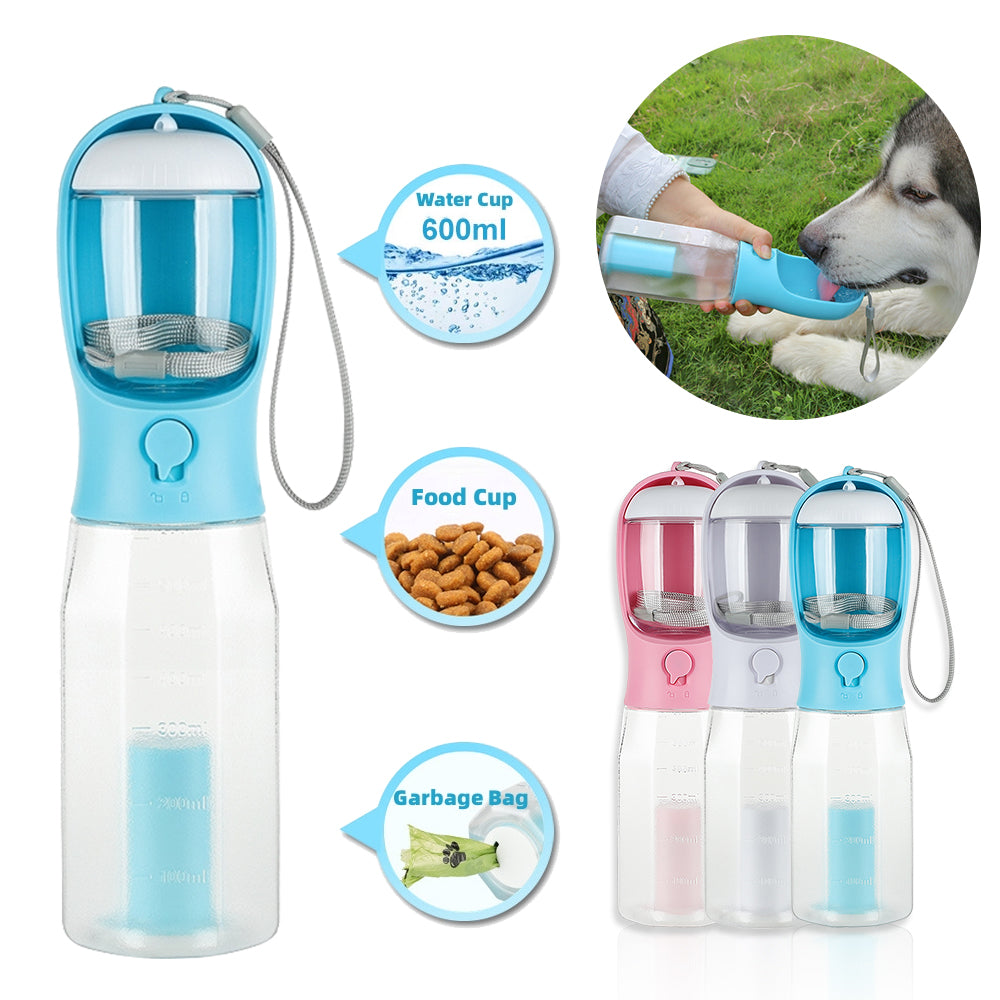Portable Dog Water Bottle with Waste Bag Dispenser