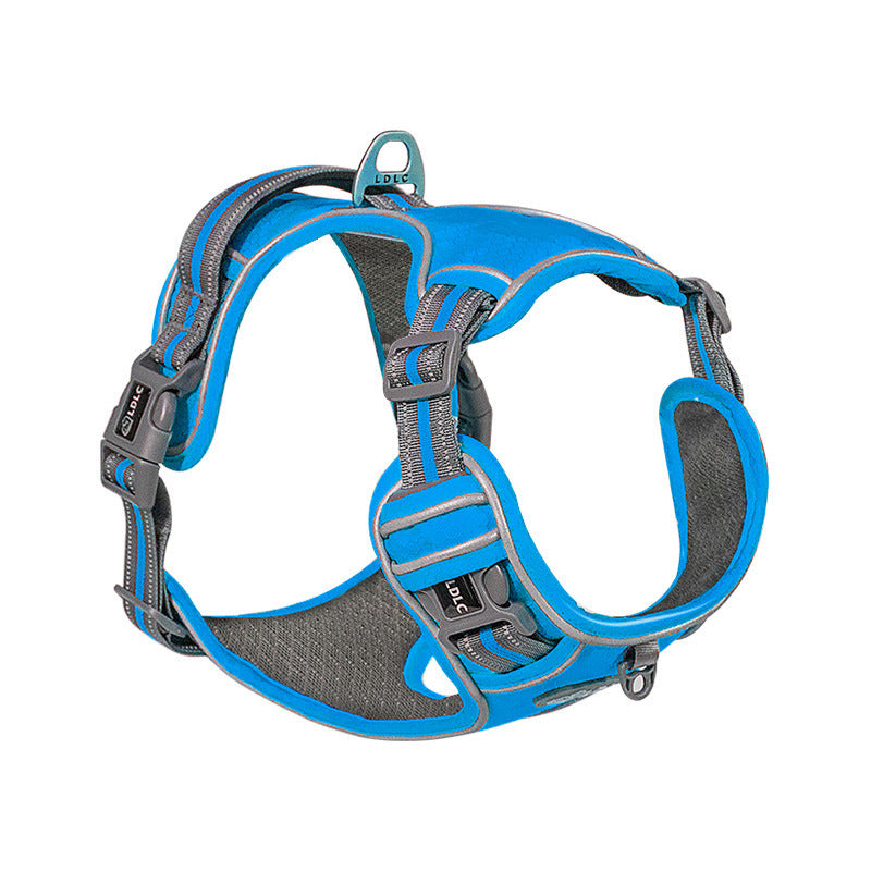 Breathable reflective dog harness for safe night walks