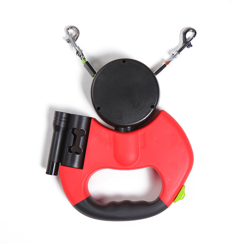 Retractable Double Dog Leash with LED Light